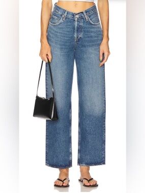 $248 Agolde V waist Mid-Rise straight Leg Women's Jeans in Medium Blue 27 x 32